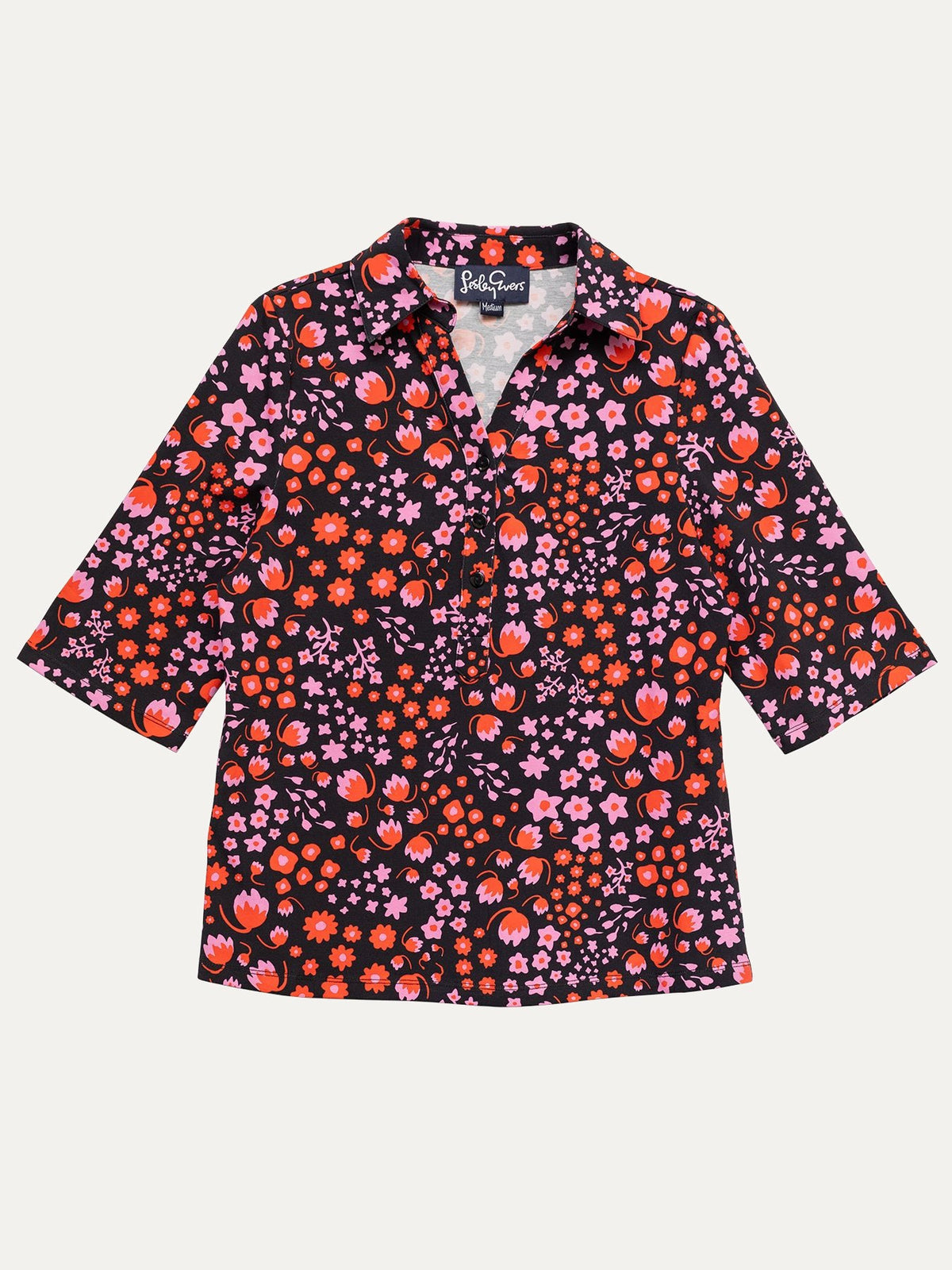 KIMMY top Blossom Breeze Red - Lesley Evers-Button Top-clothing-colorful