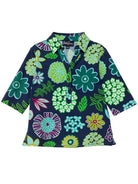 KIMMY top Dazzle Flower Navy - Lesley Evers - Button Top - clothing - colorful