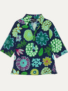 KIMMY top Dazzle Flower Navy - Lesley Evers-Button Top-clothing-cotton shirt