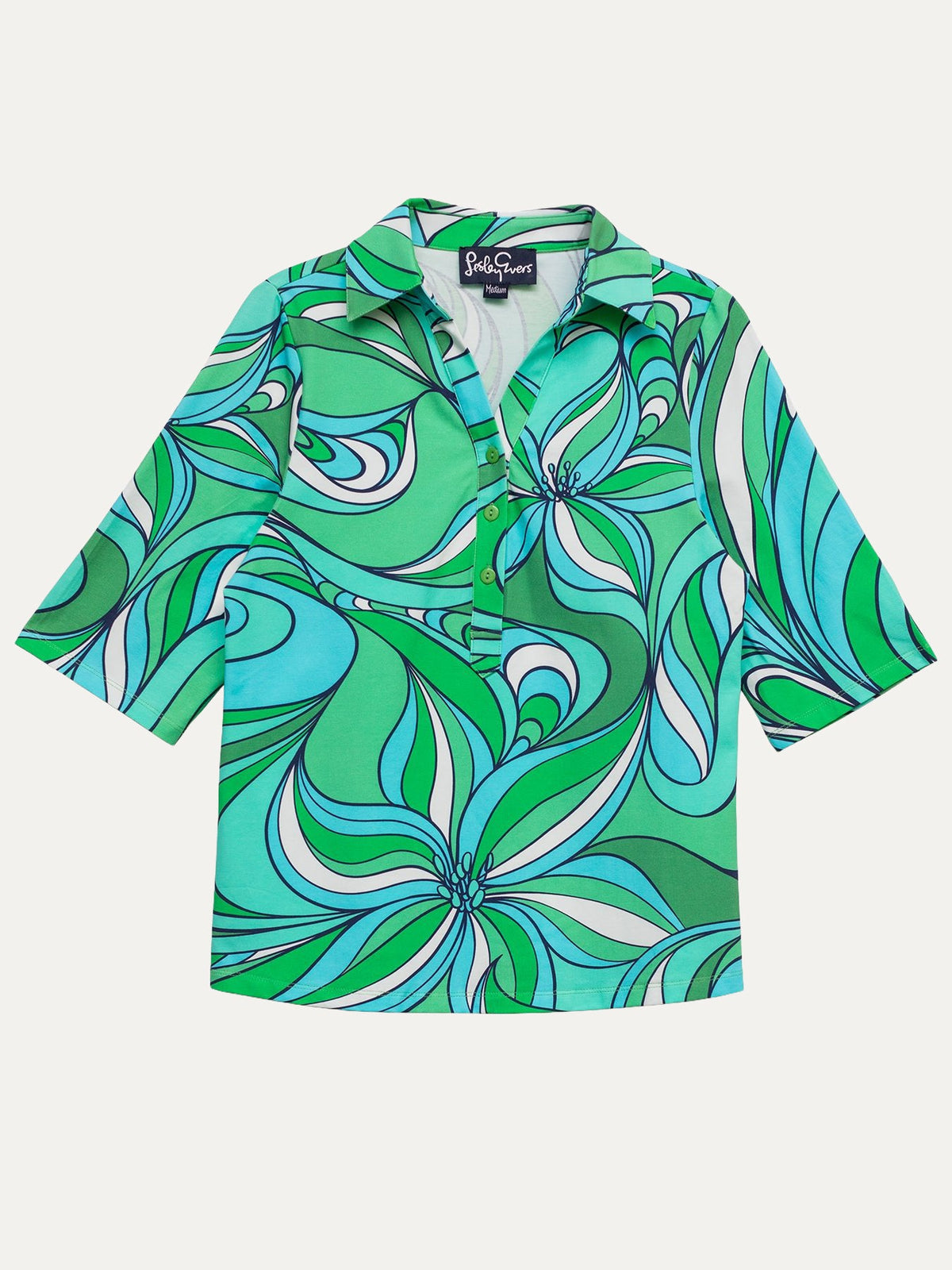 KIMMY top Del Mar Seafoam - Lesley Evers-Button Top-clothing-colorful
