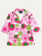 KIMMY top Flower Charm Pink - Lesley Evers-Button Top-clothing-colorful