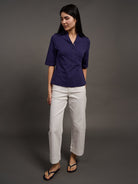 KIMMY top Indigo - Lesley Evers - Button Top - clothing - colorful