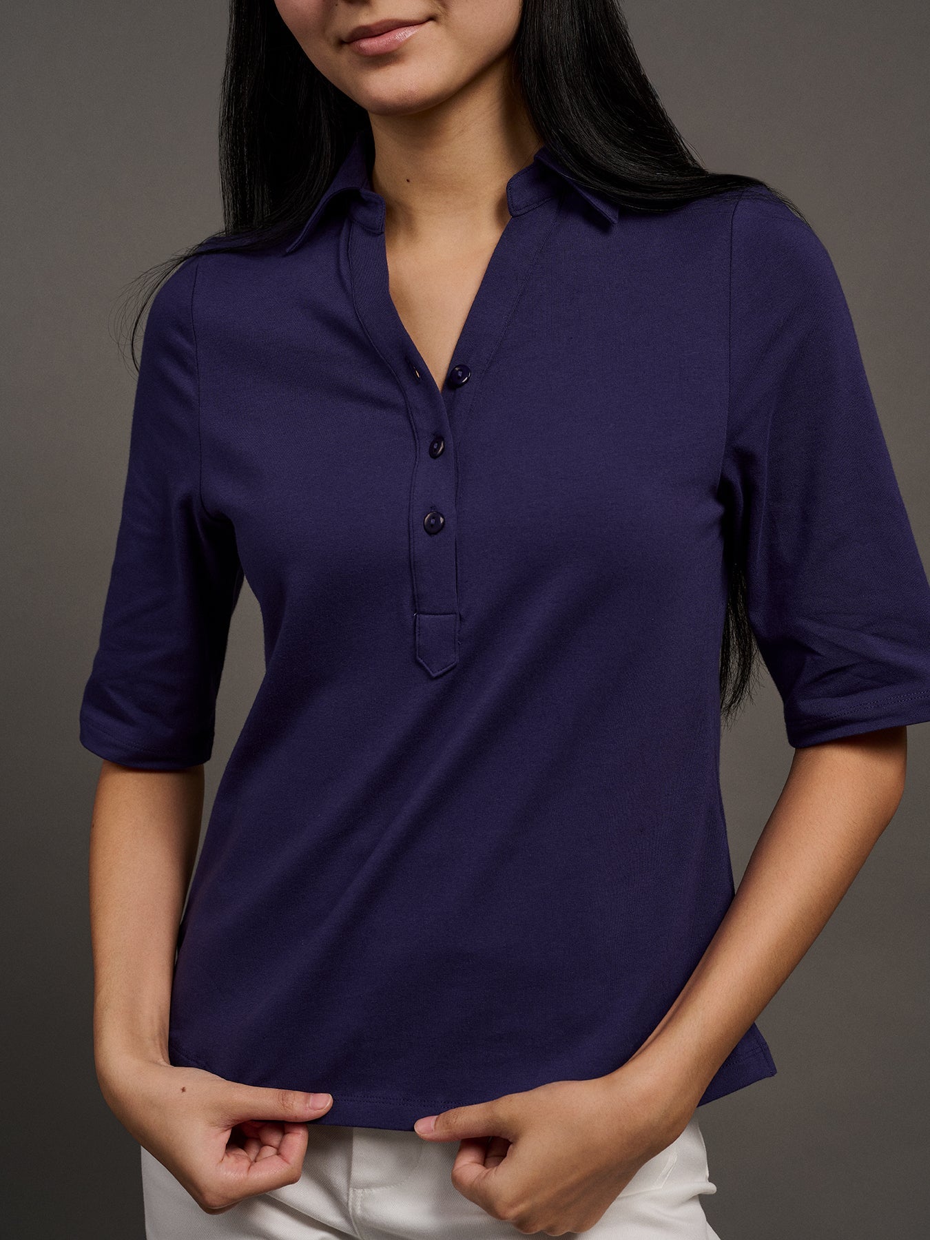 KIMMY top Indigo - Lesley Evers - Button Top - clothing - colorful