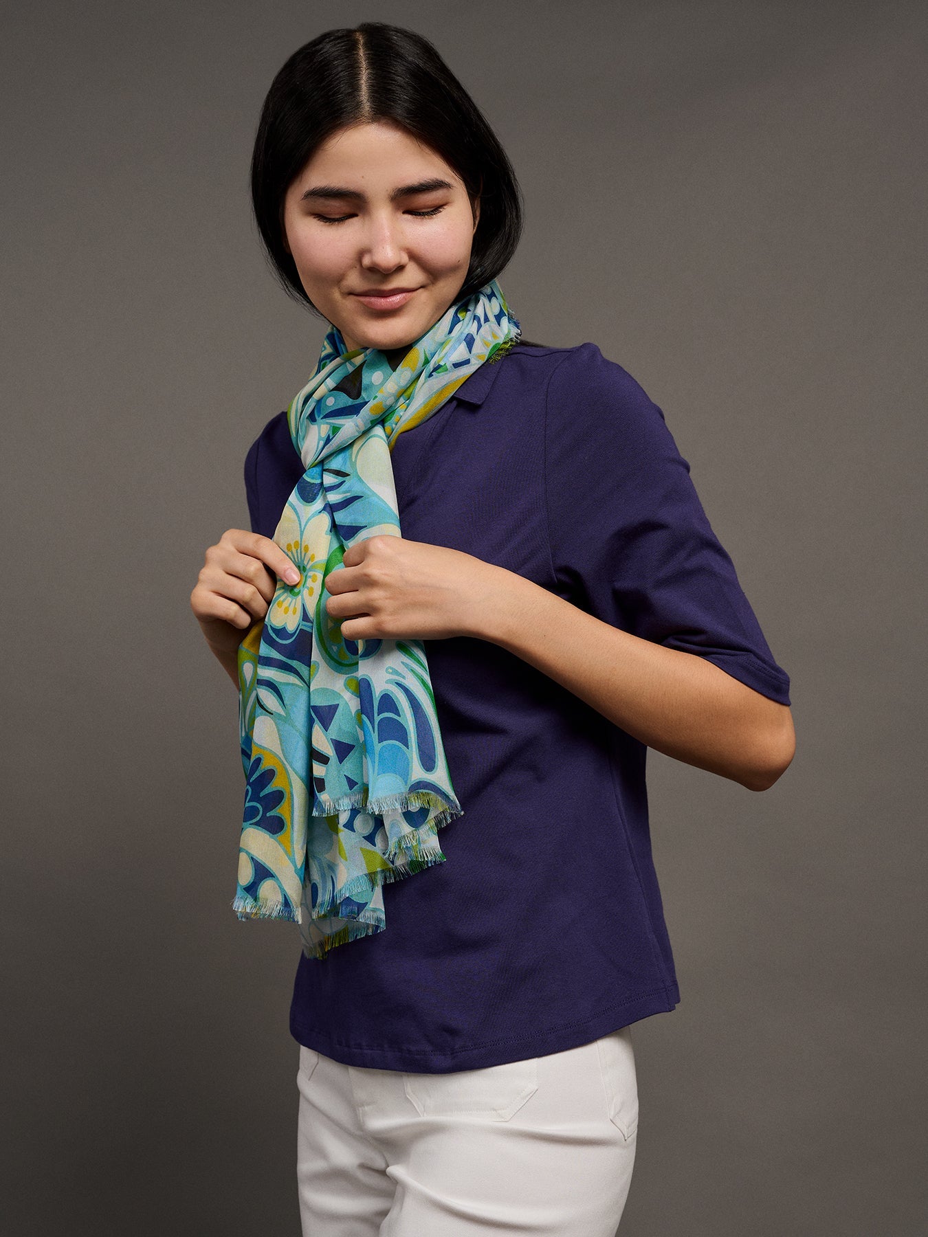 KIMMY top Indigo - Lesley Evers - Button Top - clothing - colorful