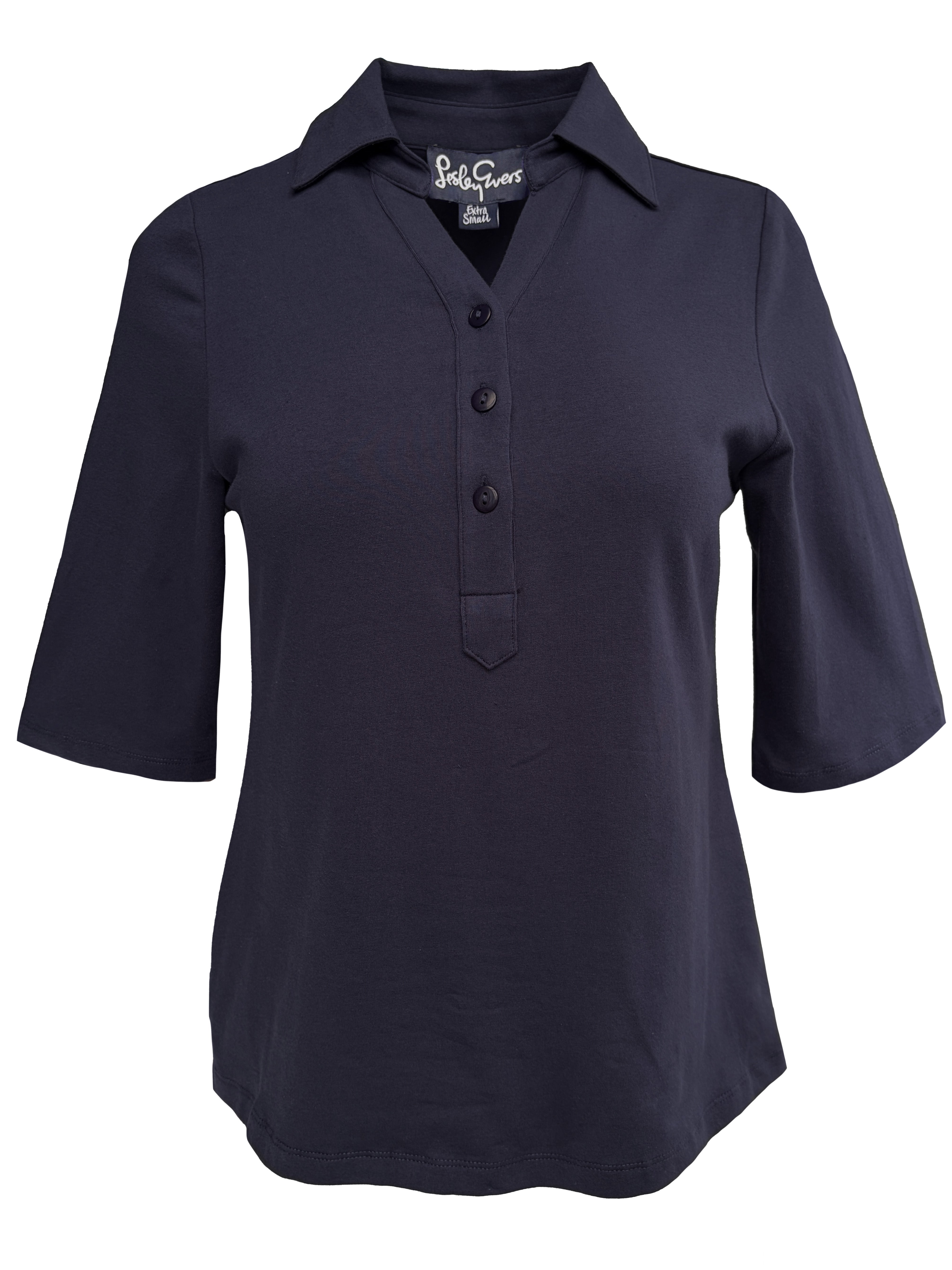 KIMMY top Navy - Lesley Evers - Button Top - clothing - colorful