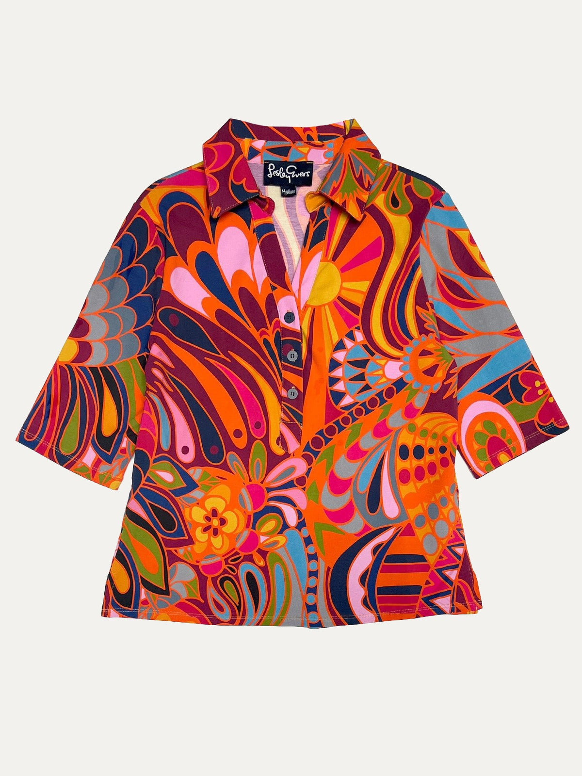 KIMMY top Shakalaka Orange - Lesley Evers-Button Top-clothing-colorful