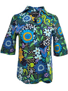 KIMMY top Sunshine Blue - Lesley Evers - Button Top - clothing - colorful