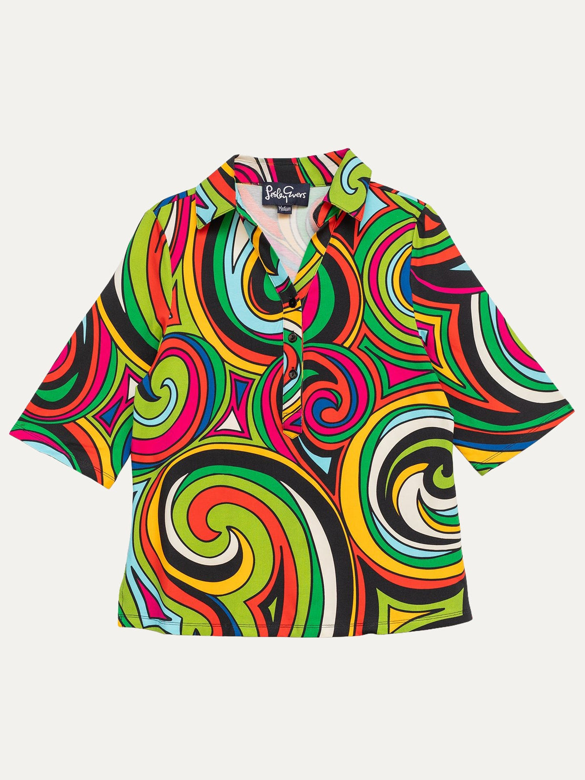 KIMMY top Swirl - Lesley Evers-Button Top-clothing-colorful