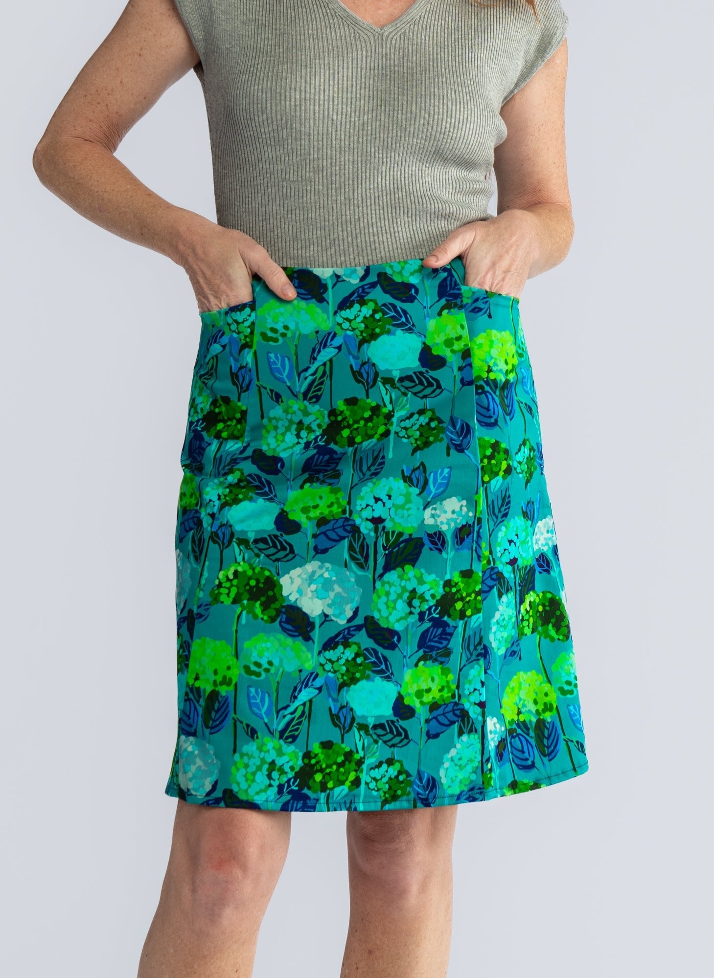 KYLIE skirt Hydrangea - Lesley Evers-Blue-Bottoms-Navy