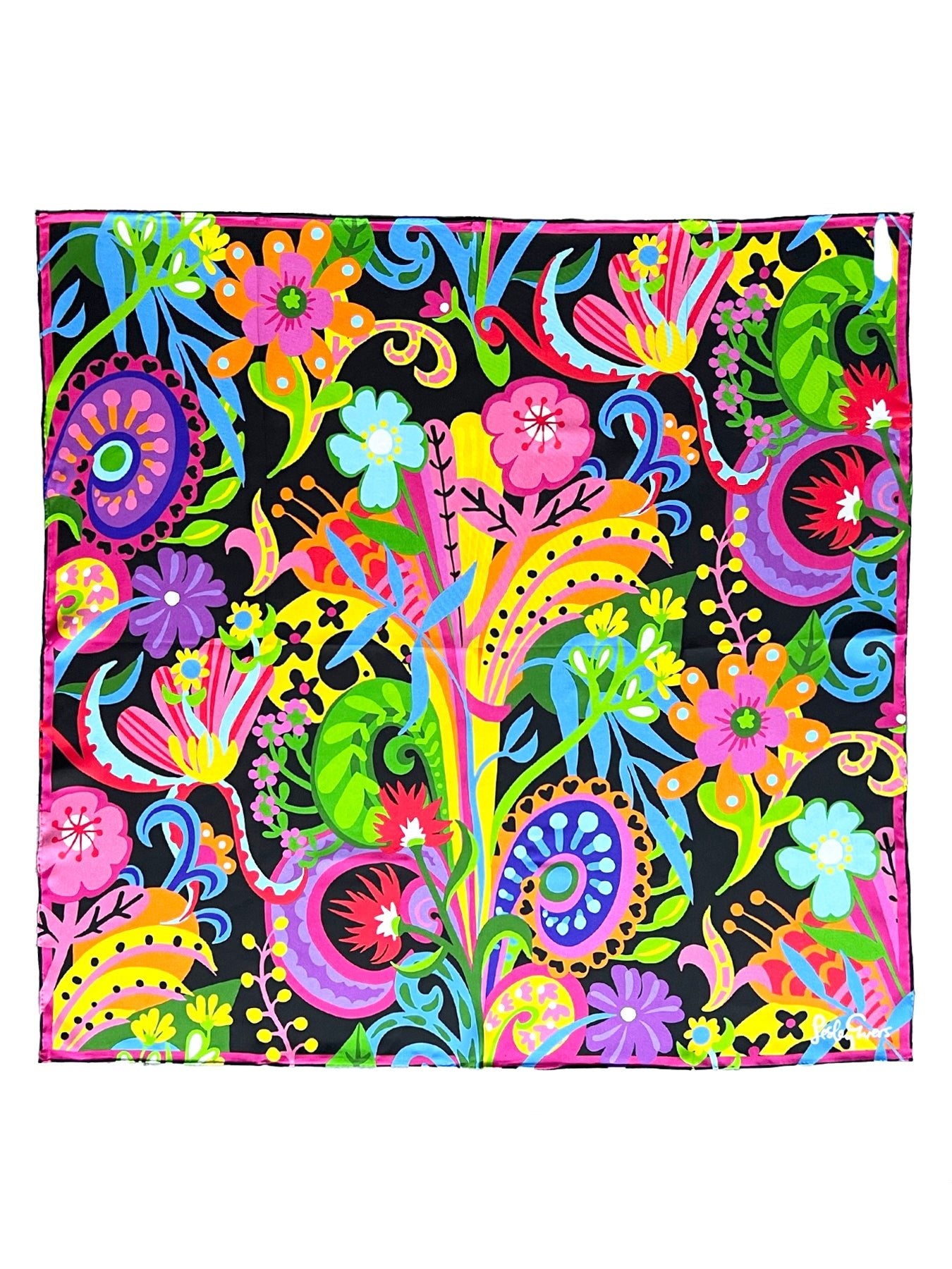 LILLIAN silk twill scarf Bonanza - Lesley Evers-Accessories-BF200-esmeralda