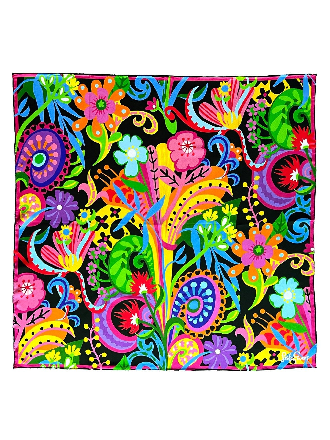 LILLIAN silk twill scarf Bonanza - Lesley Evers - Accessories - BF200 - esmeralda