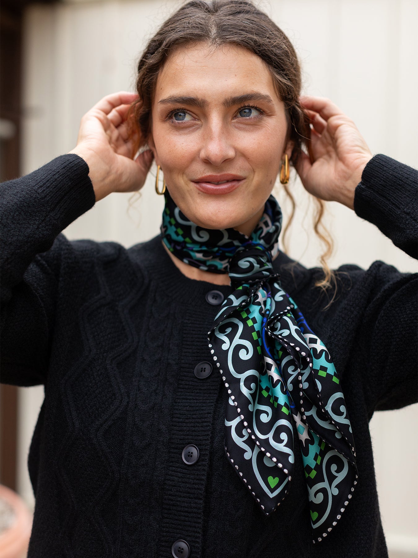 LILLIAN silk twill scarf Cornice Blue - Lesley Evers - Accessories - cornice - cotton silk