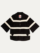 LIZZY coat Black and White Stripe - Lesley Evers-coat-lizzie-outerwear