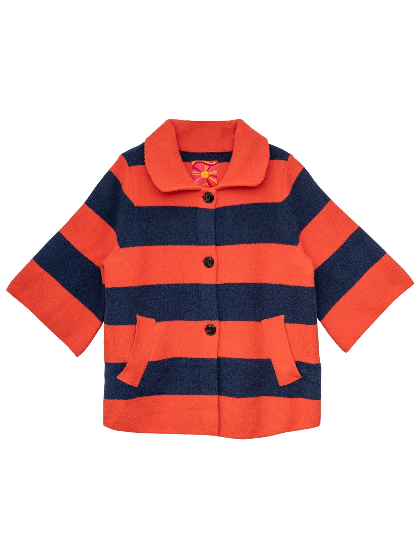 LIZZY coat Navy and Orange Stripe - Lesley Evers - coat - outerwear - Shop