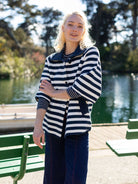 LIZZY coat Navy and White Stripe - Lesley Evers - coat - lizzie - lizzy