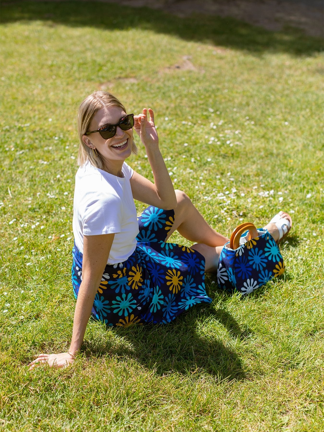 LOLA wrap skirt Spritz Blue – Lesley Evers