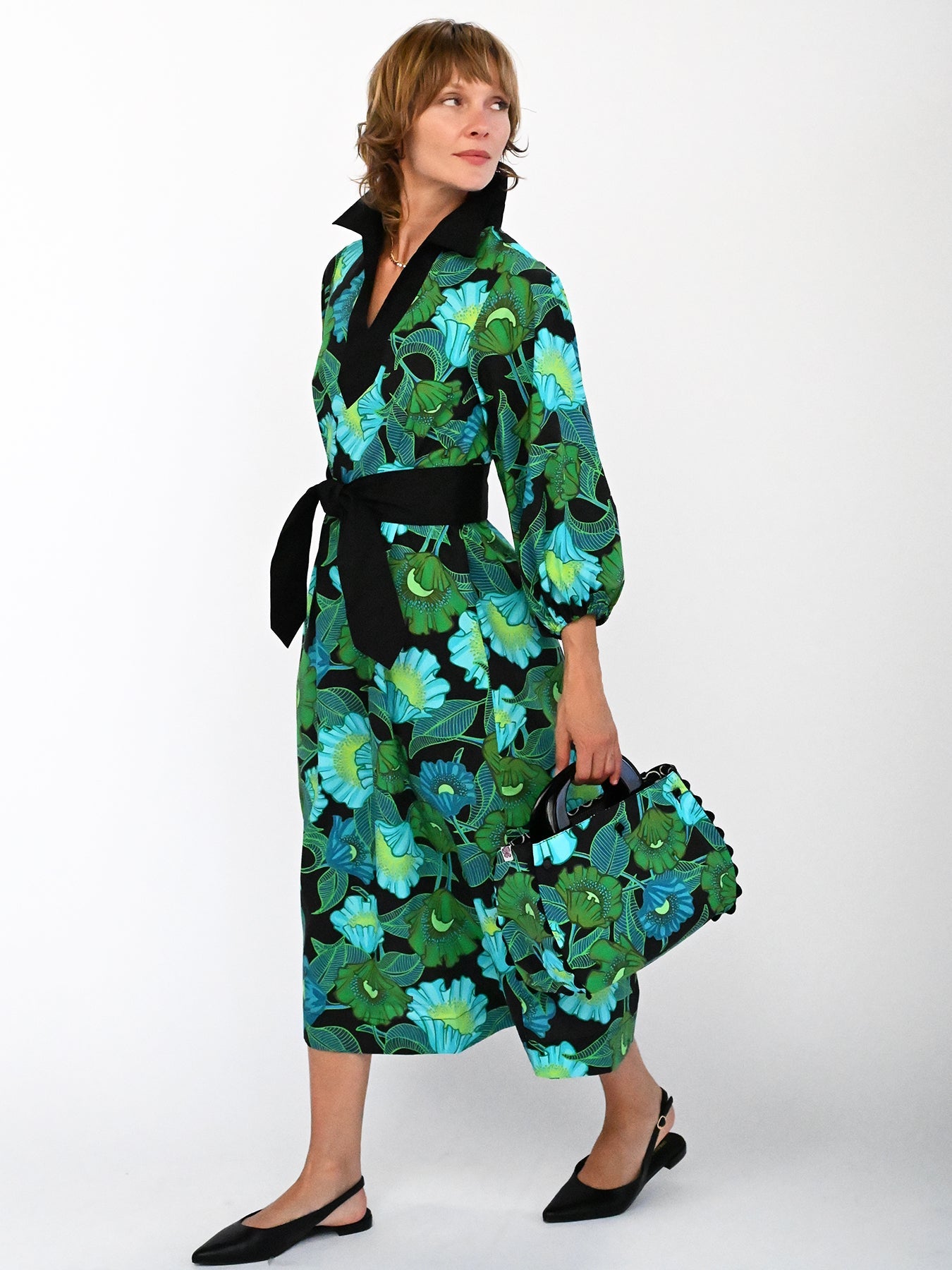 LYDIA dress Secret Garden Green - Lesley Evers-Dress-Shop-Shop/All Products