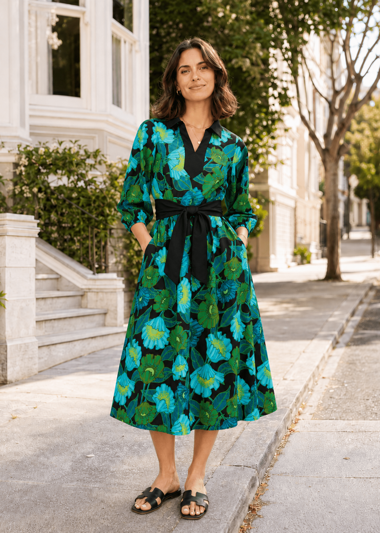 LYDIA dress Secret Garden Green - Lesley Evers-Dress-Shop-Shop/All Products