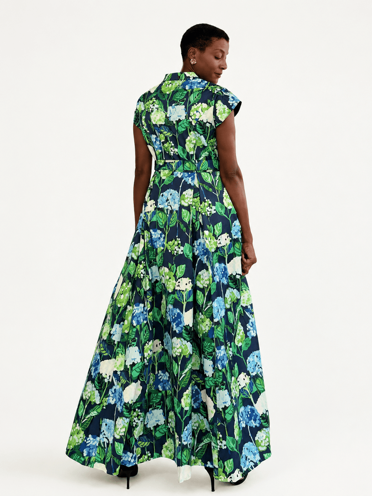 MADELEINE dress Hydrangea Navy - Lesley Evers-Dress-formal-gown