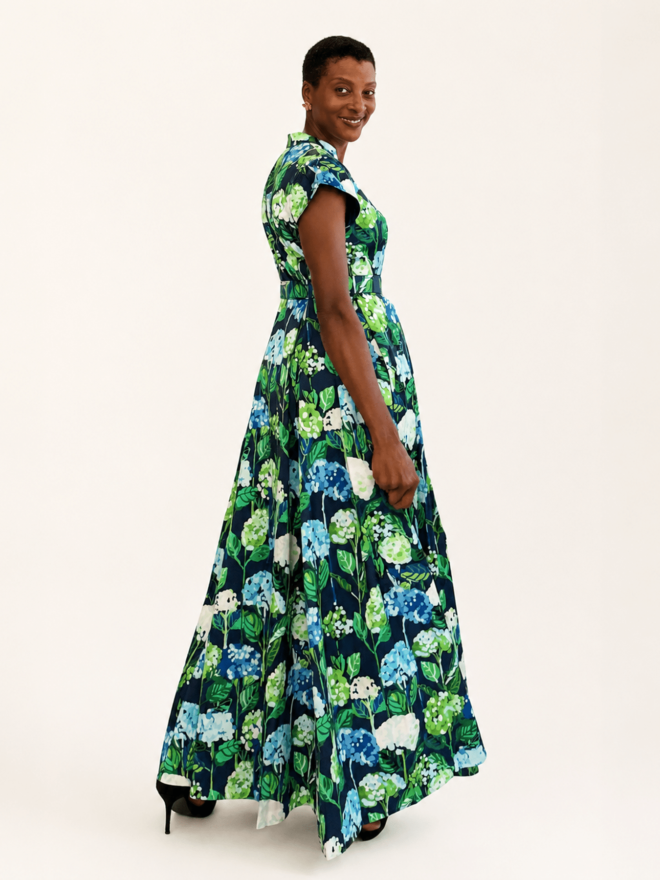 MADELEINE dress Hydrangea Navy - Lesley Evers-Dress-formal-gown