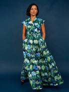 MADELEINE dress Hydrangea Navy - Lesley Evers-Dress-formal-gown