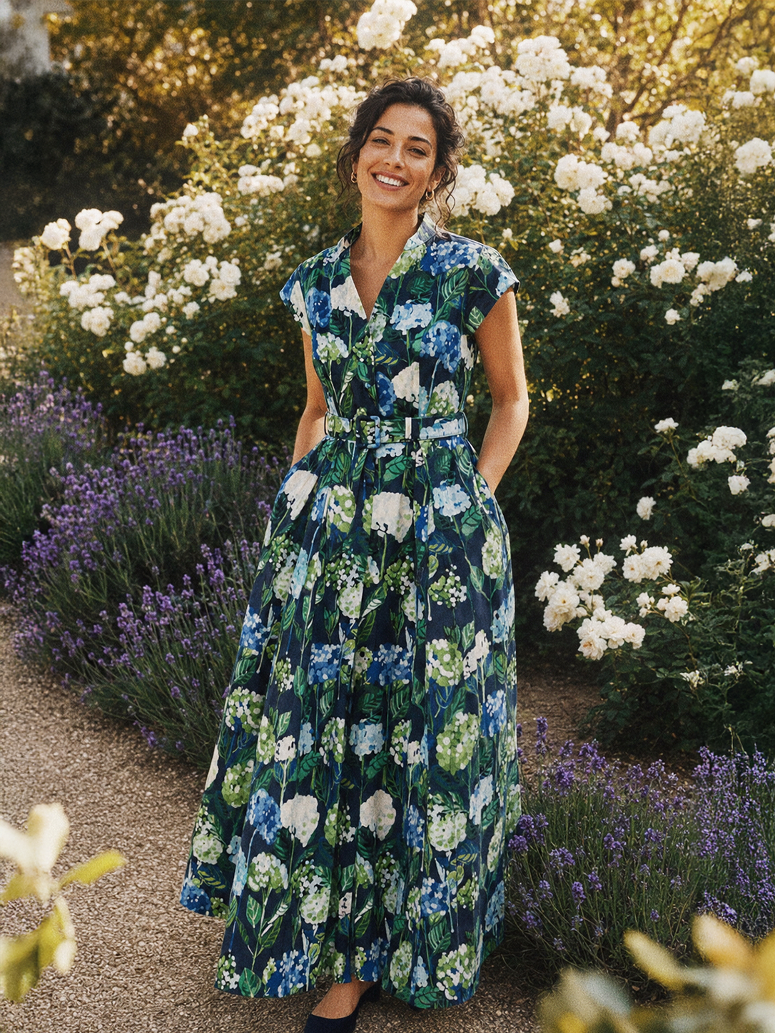 MADELEINE dress Hydrangea Navy - Lesley Evers-Dress-formal-gown