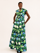 MADELEINE dress Hydrangea Navy - Lesley Evers-Dress-formal-gown