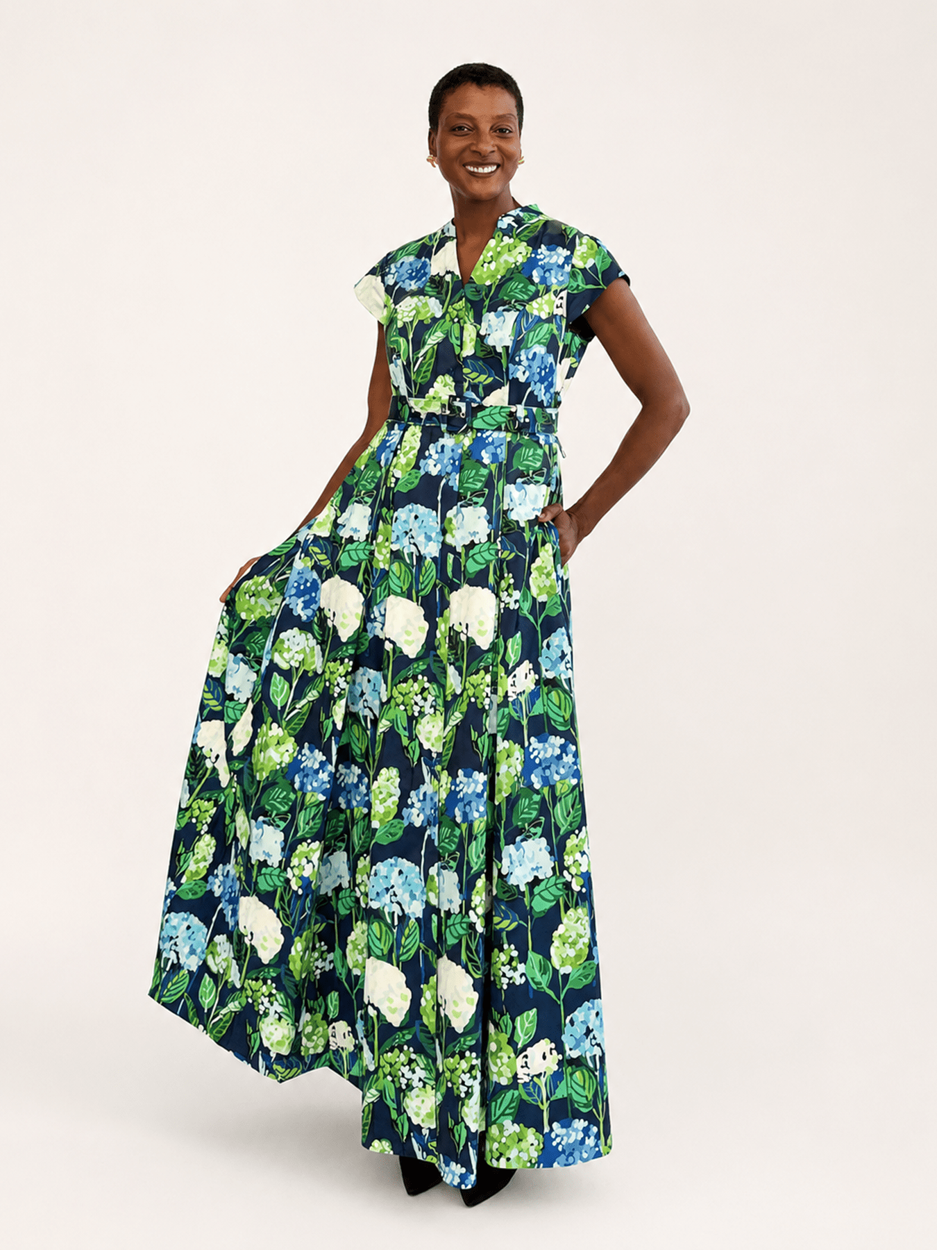 MADELEINE dress Hydrangea Navy - Lesley Evers-Dress-formal-gown