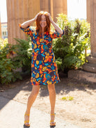 MAEVE dress Flourish Orange and Navy - Lesley Evers - autumn - Dress - fall