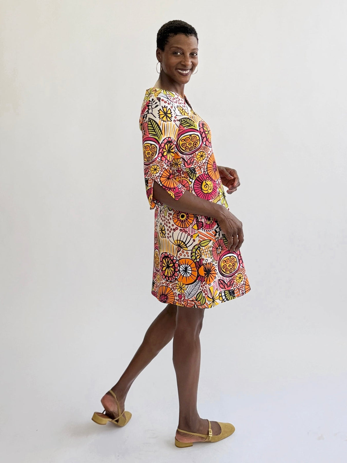 MAEVE dress Flower Fresco Sunset - Lesley Evers-Dress-french terry-maeve