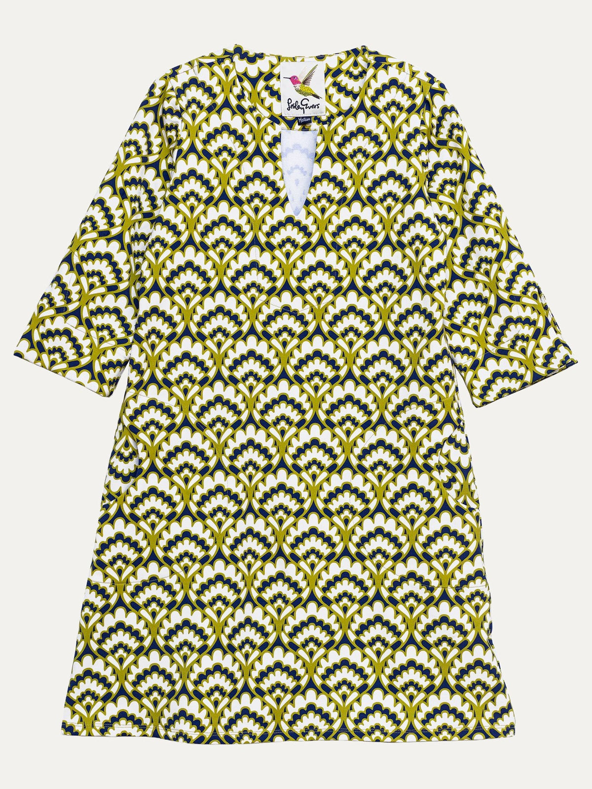 MAEVE dress Geo Shell Olive - Lesley Evers-Black-black dress-Dress