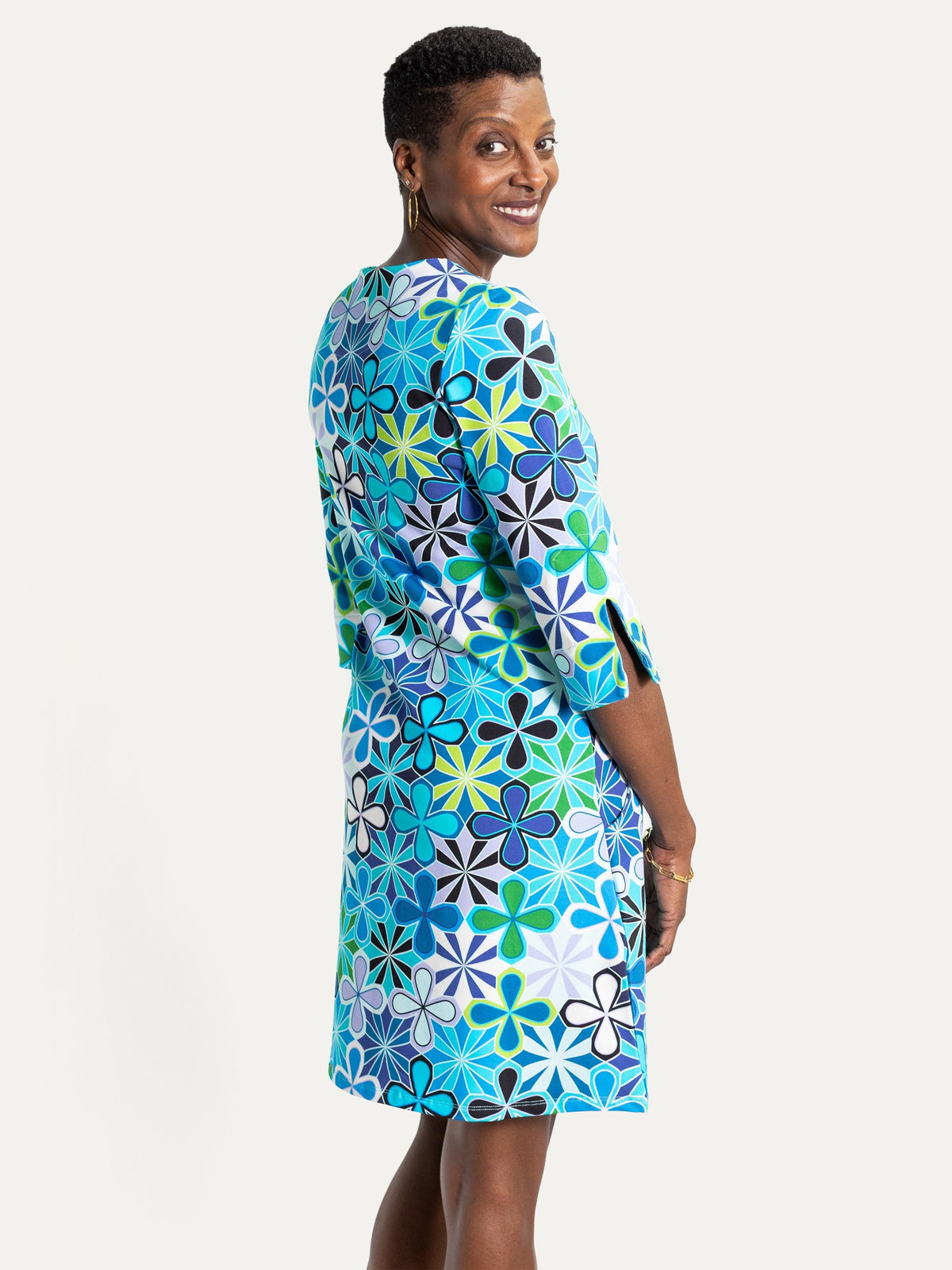 MAEVE dress Kaleidoscope Blue - Lesley Evers-Dress-french terry-maeve
