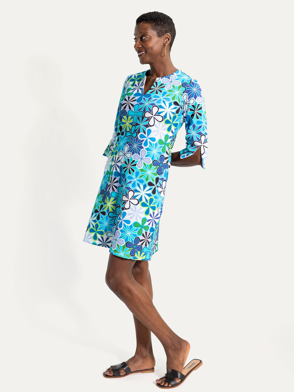MAEVE dress Kaleidoscope Blue - Lesley Evers-Dress-french terry-maeve