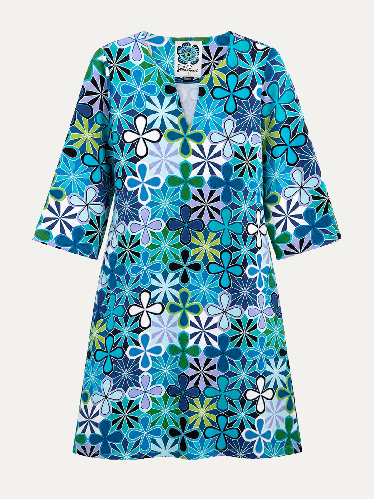 MAEVE dress Kaleidoscope Blue - Lesley Evers-Dress-french terry-maeve