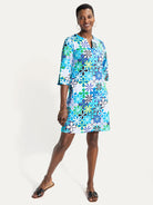MAEVE dress Kaleidoscope Blue - Lesley Evers-Dress-french terry-maeve