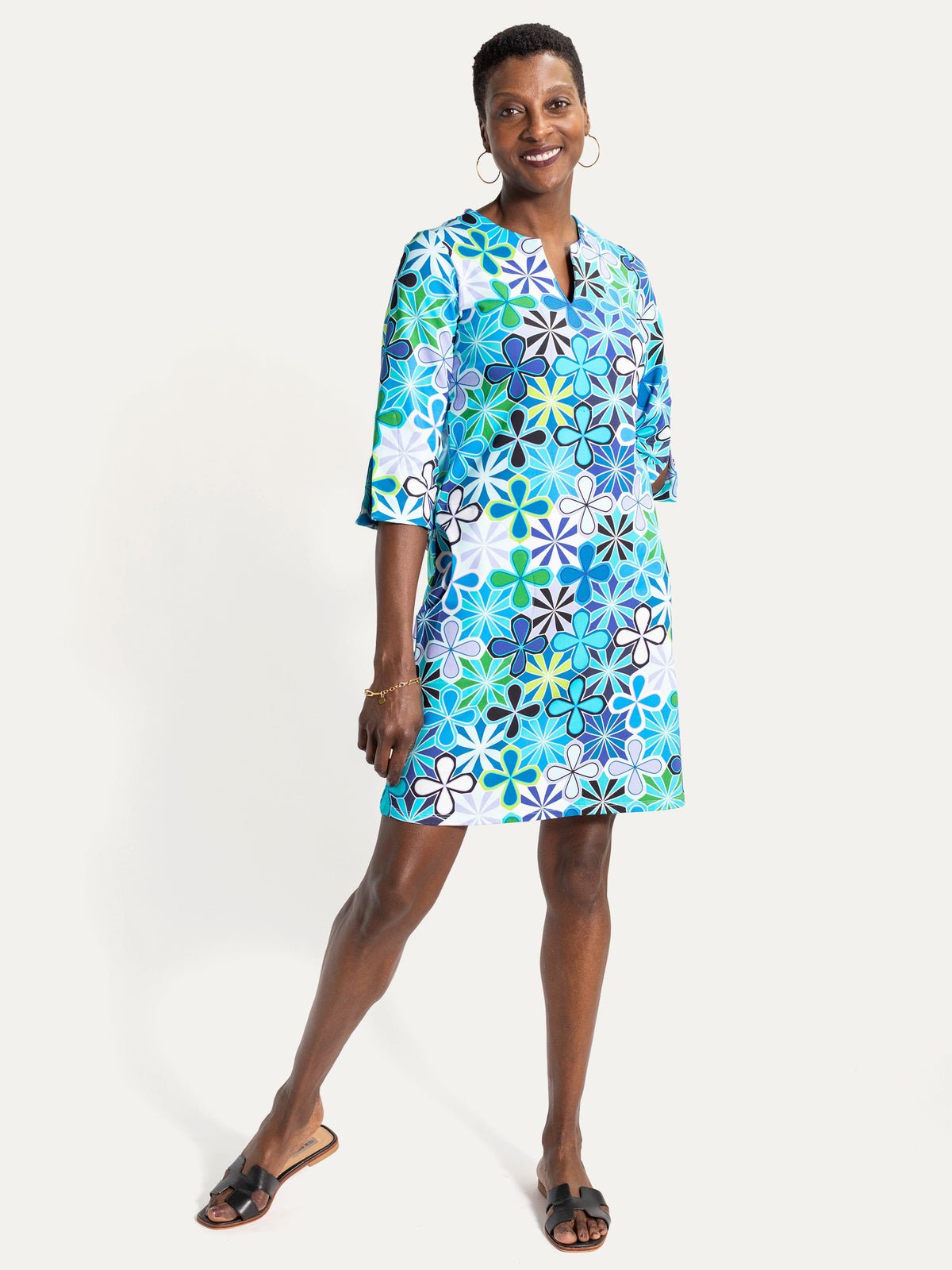 MAEVE dress Kaleidoscope Blue - Lesley Evers-Dress-french terry-maeve