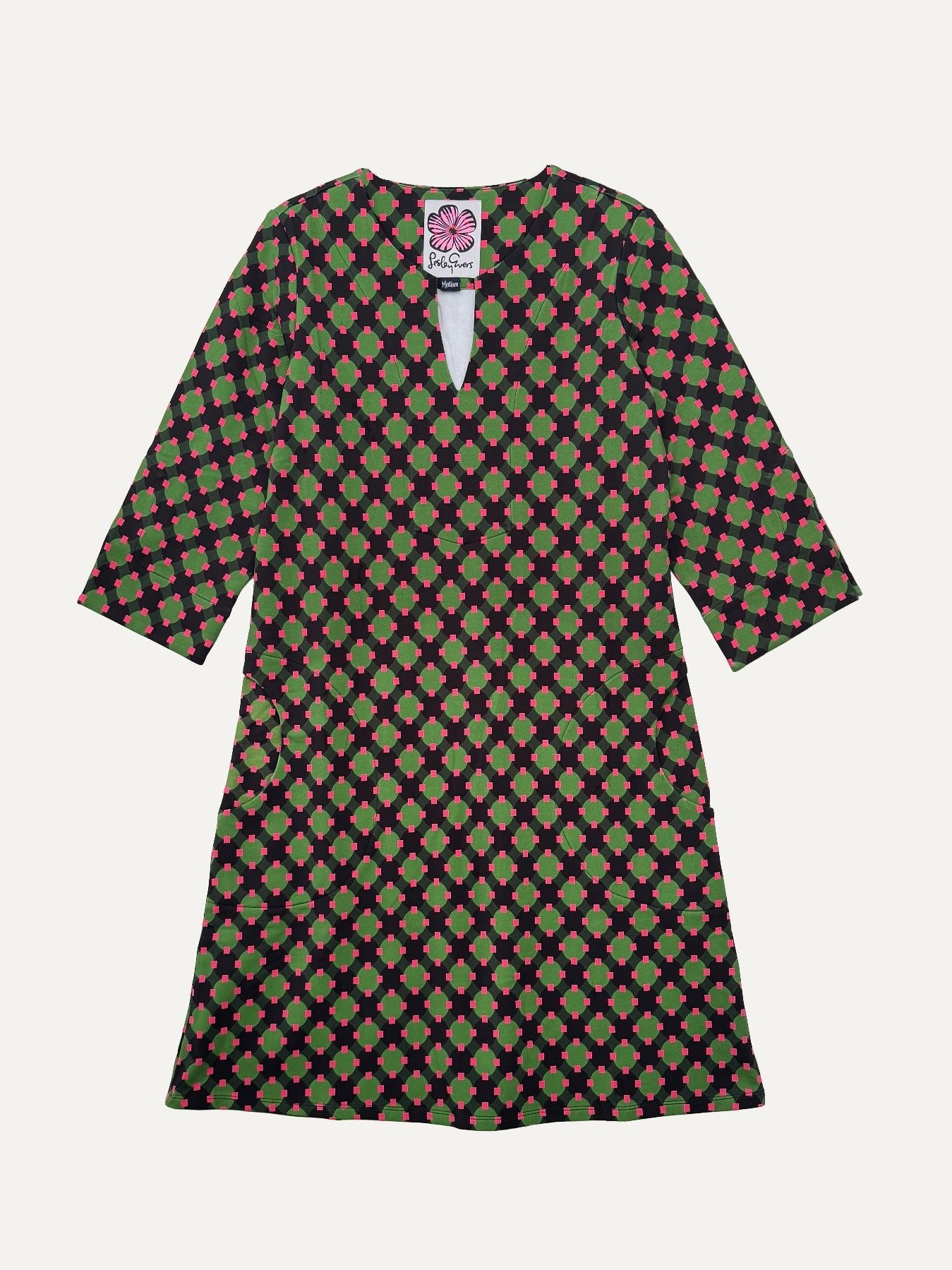 MAEVE dress Sorrento Pink and Green - Lesley Evers-Dress-french terry-maeve