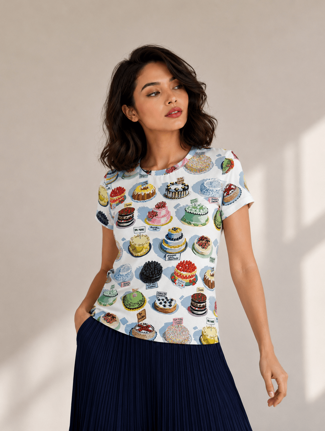 MAISIE cotton tee Cakes - Lesley Evers-Best Seller-new-Shop