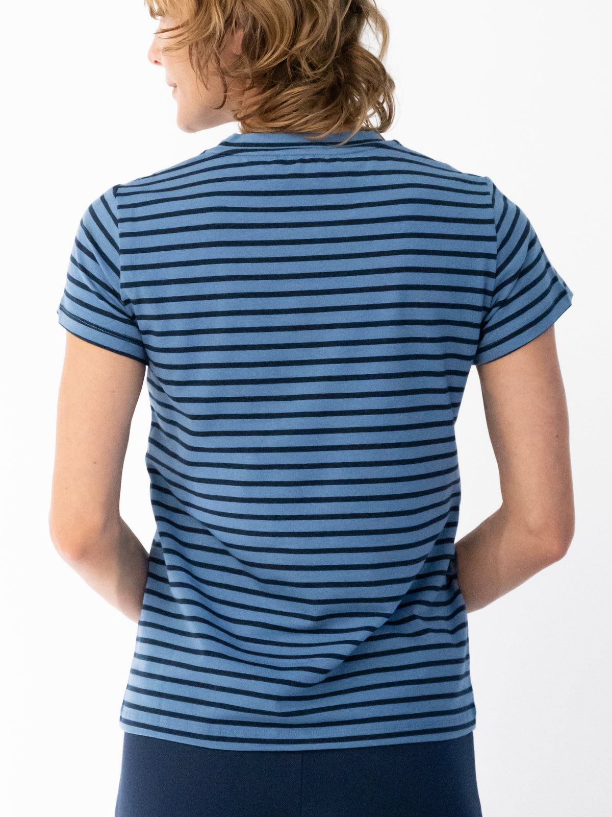 MAISIE cotton tee Navy and Blue Stripe - Lesley Evers-Best Seller-Shop-Shop/All Products