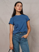 MAISIE cotton tee Navy and Blue Stripe - Lesley Evers - Best Seller - Shop - Shop/All Products