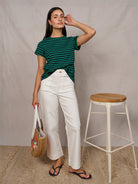 MAISIE cotton tee Navy and Green Stripe - Lesley Evers - Best Seller - Shop - Shop/All Products