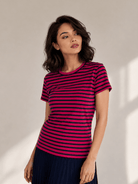 MAISIE cotton tee Pink and Navy Stripe - Lesley Evers-Best Seller-Shop-Shop/All Products