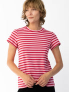 MAISIE cotton tee Pink and Red Stripe - Lesley Evers-Best Seller-Shop-Shop/All Products