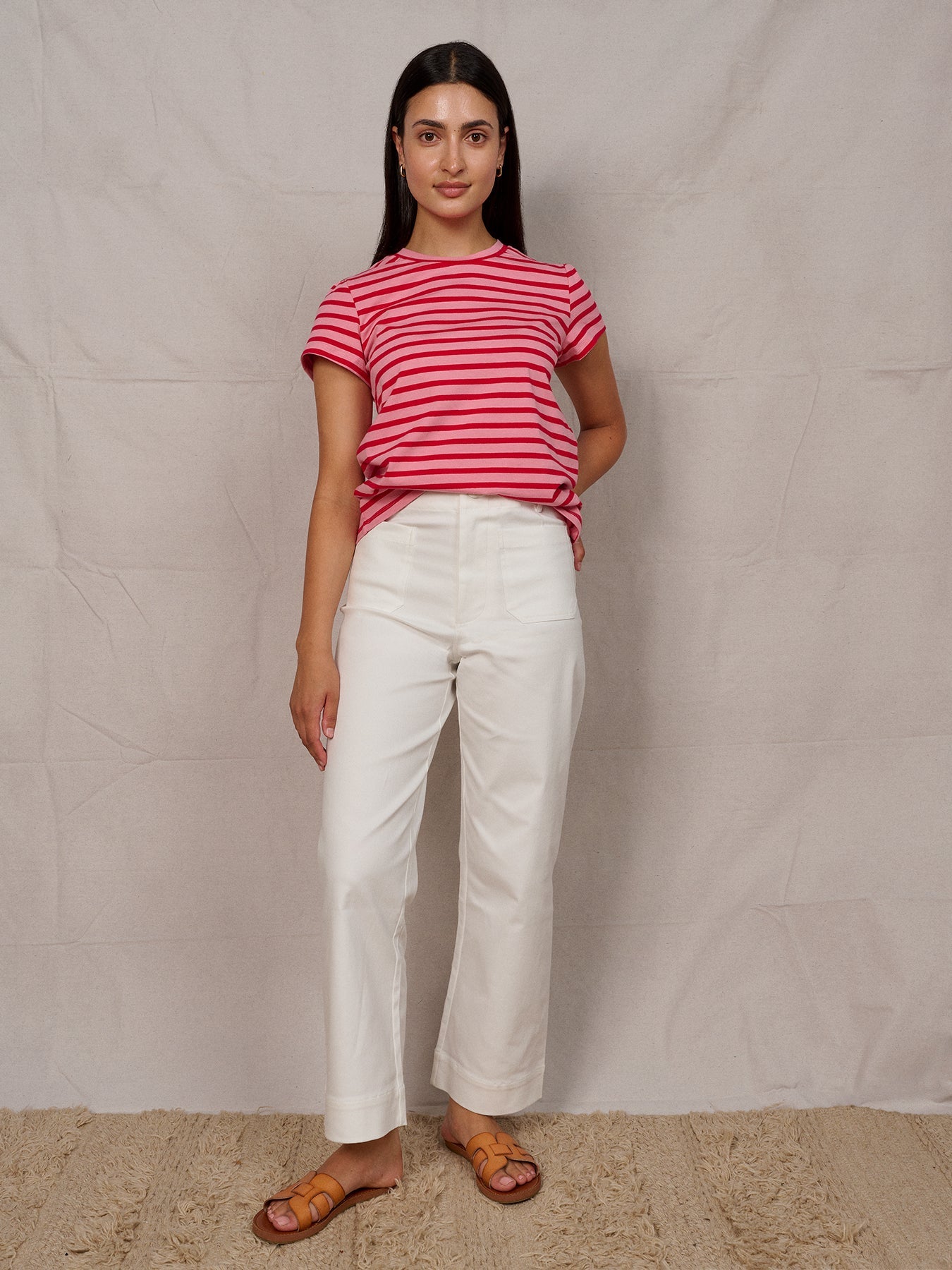 MAISIE cotton tee Pink and Red Stripe - Lesley Evers - Best Seller - Shop - Shop/All Products