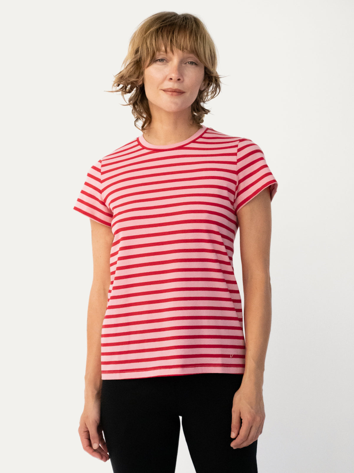 MAISIE cotton tee Pink and Red Stripe - Lesley Evers-Best Seller-Shop-Shop/All Products