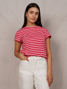 MAISIE cotton tee Pink and Red Stripe - Lesley Evers - Best Seller - Shop - Shop/All Products