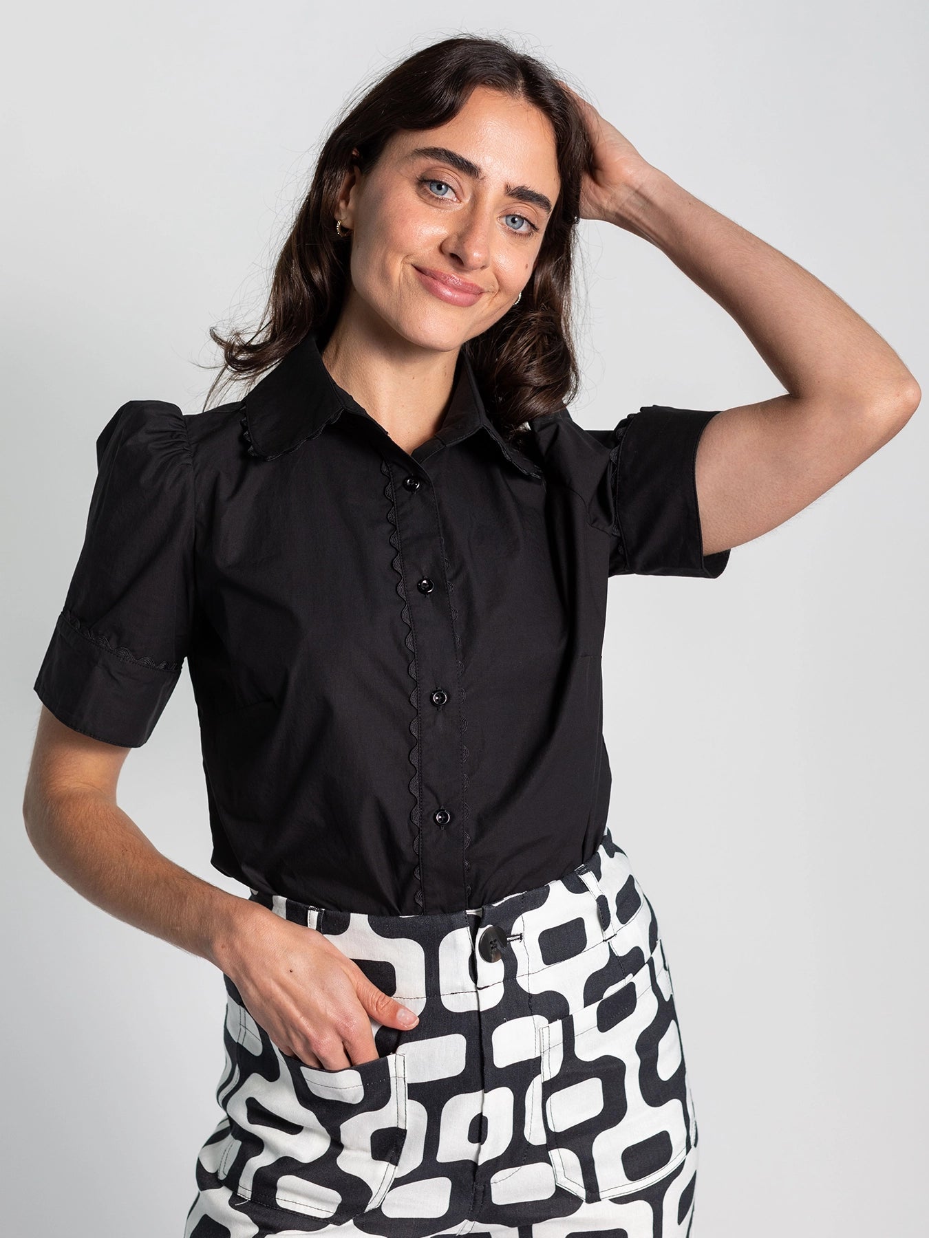 MANDY blouse Black - Lesley Evers - mandy solid - Shop - Shop/All Products