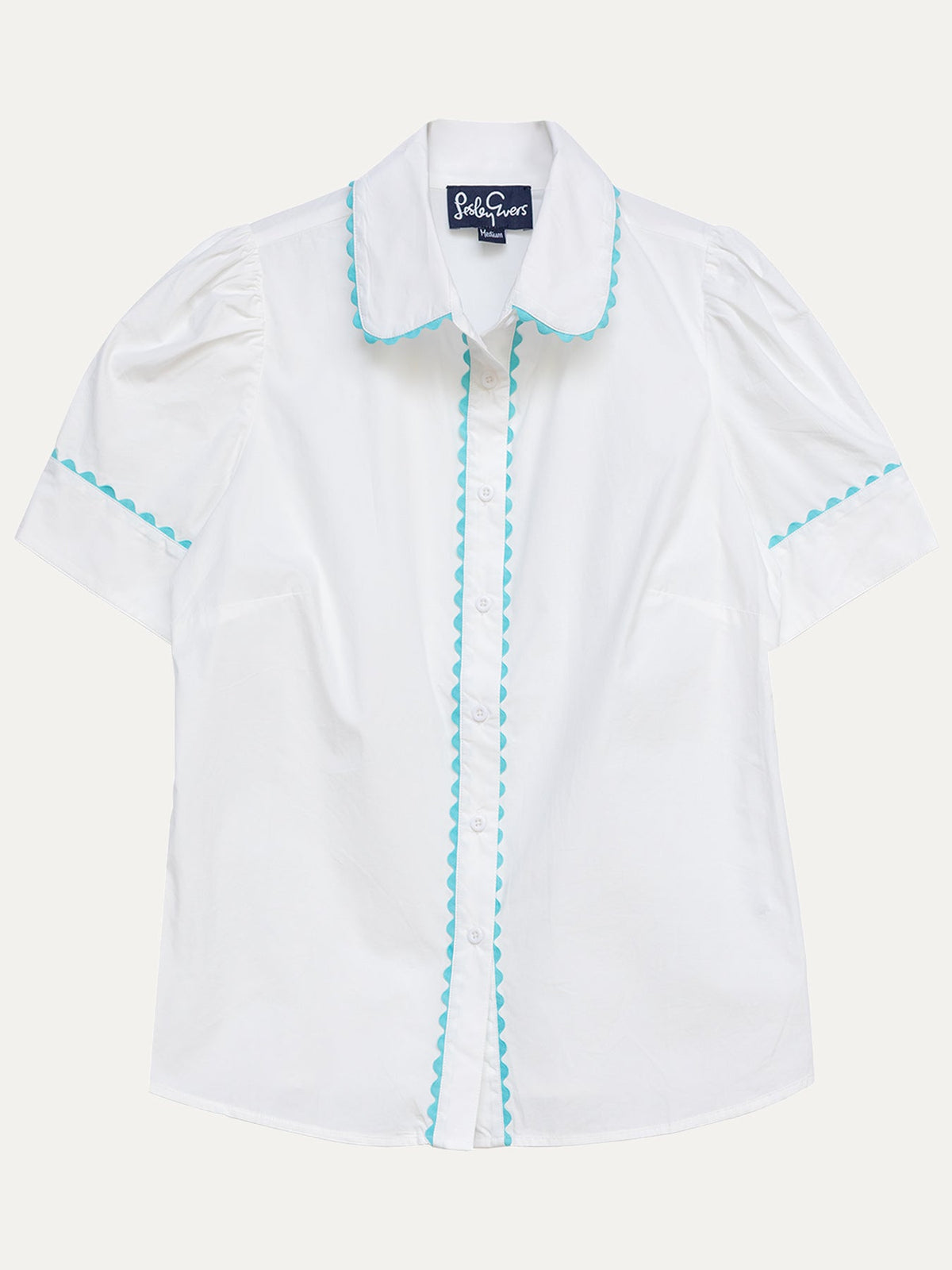MANDY blouse White and Blue - Lesley Evers-mandy solid-Shop-Shop/All Products