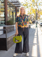 MANDY blouse Woodland Navy - Lesley Evers - green blouse - Pink - pink and green