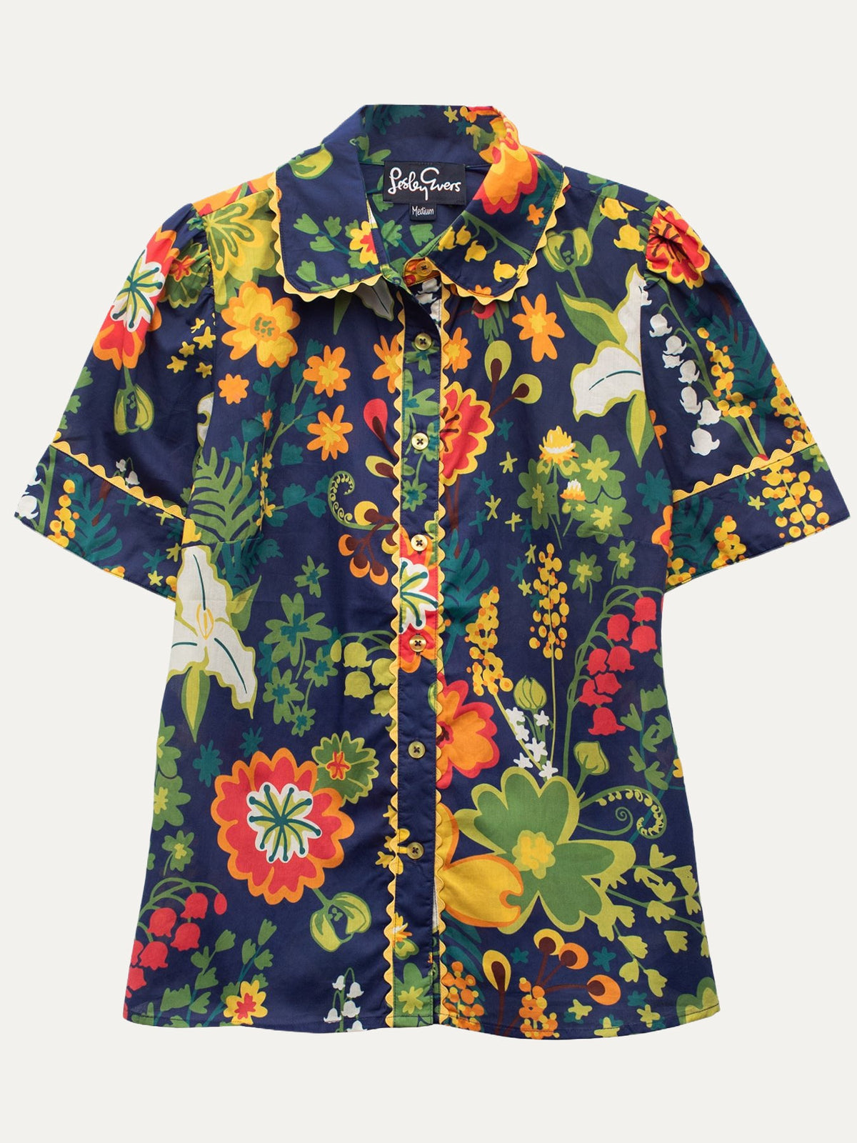 MANDY blouse Woodland Navy - Lesley Evers-navy blouse-Shop-Shop/All Products